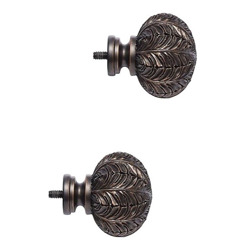 Cambria Classic Complete Leaf Finials in Matte Brown Elegant Set of 2